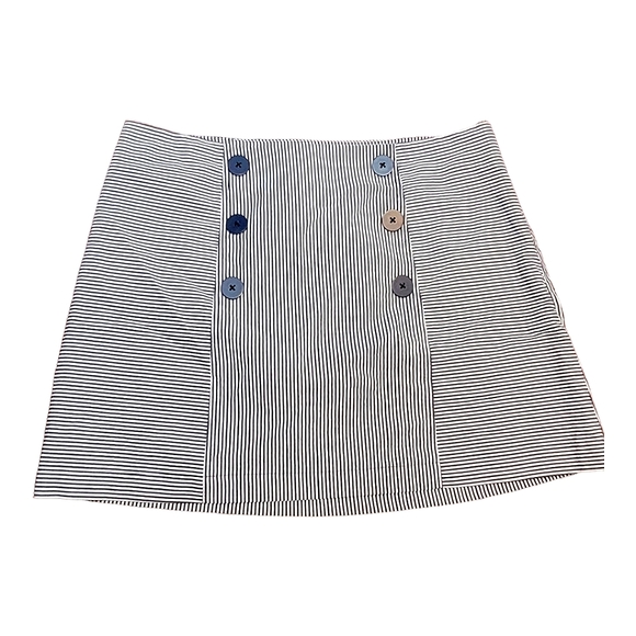 Urban Outfitters Sailorette Striped Mini Skirt NEW Faux Button Front Bib Panel - Picture 3 of 16